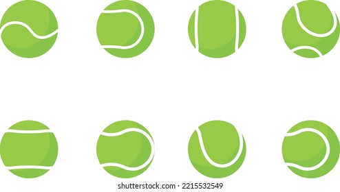 Vector green tennis ball collection. Tennis Ball set isolated on white background