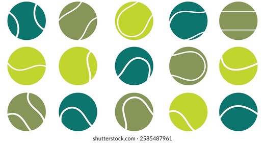 Vector green tennis ball collection. Tennis Ball set isolated on white background . tennis ball icon page symbol for your web site design tennis ball icon logo, app, UI. 1176