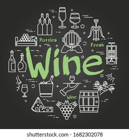 Vector green text Wine on black background