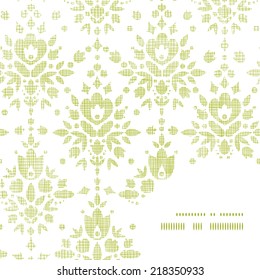 vector green textile damask flower frame corner pattern background