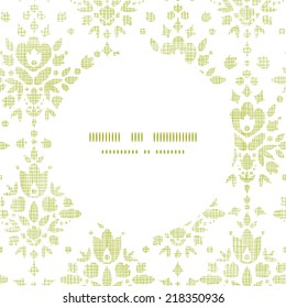vector green textile damask flower round frame seamless pattern background