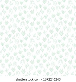 Vector green textured tropical leaves seamless pattern background