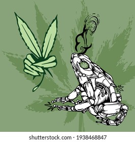 vector green toad smoking cannabis
