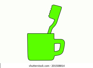 Vector of green toothbrush and glass show nature safe concept