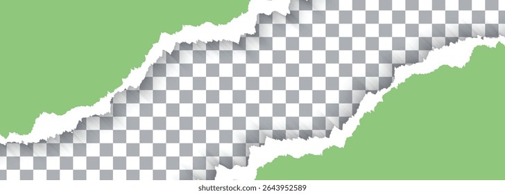 Vector Green Torn Paper On Transparent Background