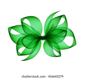 Vector Green Transparent Bow Top View Close up Isolated on White Background
