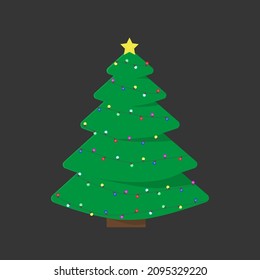 vector green tree decorated with garlands. Christmas tree