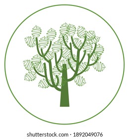 Vector Green Tree with Ecology Leaves illustration. Template or icon. . 
