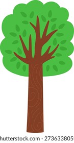 Vector green tree icon isolated on white background. Garden or forest plant with leaves. Flat spring, Easter village or farm illustration. Natural greenery picture
