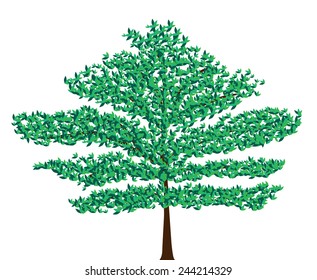 Vector green tree isolated on white background
