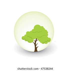 vector green tree on eco background, vector illustration