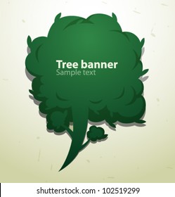 Vector green tree speech banner 4