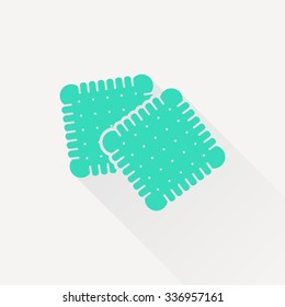 Vector green two biscuits icon on white background 