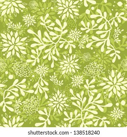 Vector Green underwater plants seamless pattern background with hand drawn elements