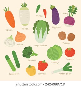 Vector green vegetable illustration set