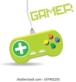 Vector Green Video Game Controller Icon. Game Pad Or Video Game Console Icon