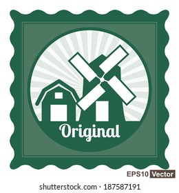 Vector : Green Vintage Style Stamp With Original Sign Isolated on White Background 