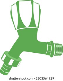 vector green water faucet illustration