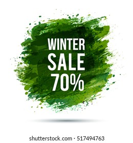 Vector green watercolor background. Black Friday sale template. Discount sale banner. Grunge color frame. Texture backdrop.