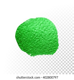 Curso de pincel de color verde vectorial. Seguimiento de la línea de salpicadura de barniz verde.Esmear de pintura de aceite abstracto verde sobre fondo transparente.