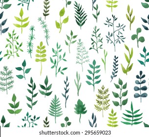 Vector verde aquarela floral padrão sem costura. Design de primavera ou verão para convites, casamento ou cartões de saudação