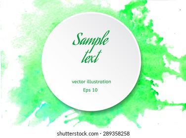 Vector green watercolor frame with copyspace for your text