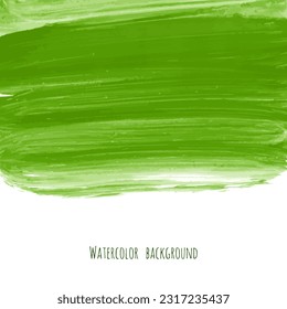 Vector green watercolor texture background with dry brush stains, strokes, spots isolated on white. Abstract artistic lime green grass frame, place for text. Acrylic hand painted gradient backdrop.