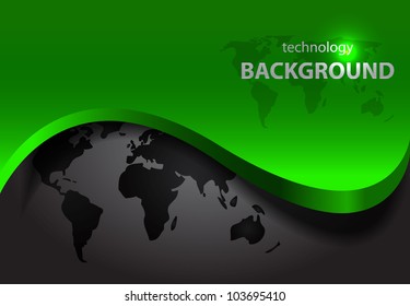 Vector green wave background