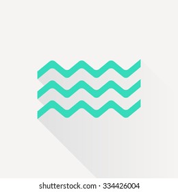 Vector green waves icon on white background 