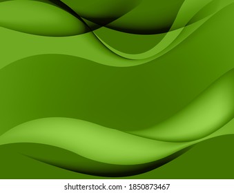 Vector green wavy wave abstract swoosh background. Wavy waves banner color line for web banner. 