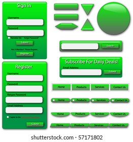 Vector Green Web Forms and Buttons