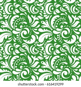Vector green and white damask lace doodle ornament. Delicate intricate decorated for wedding ceremonies, anniversary, party, events.
