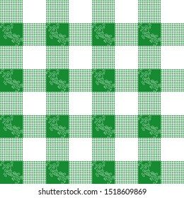 Vector green and white Gingham Check Seamless Pattern illustration for printing on paper, wallpaper, covers, textiles, fabrics, for decoration, decoupage, and other.