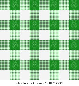 Vector green and white Gingham Check Seamless Pattern illustration for printing on paper, wallpaper, covers, textiles, fabrics, for decoration, decoupage, and other.