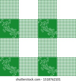 Vector green and white Gingham Check Seamless Pattern illustration for printing on paper, wallpaper, covers, textiles, fabrics, for decoration, decoupage, and other.