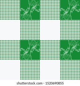 Vector green and white Gingham Check Seamless Pattern illustration for printing on paper, wallpaper, covers, textiles, fabrics, for decoration, decoupage, and other.