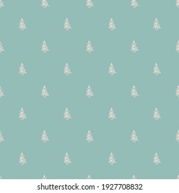 Vector green white pines trees seamless pattern