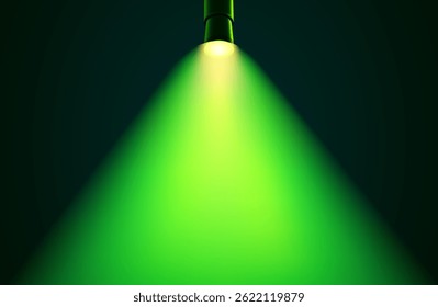 Foco superior de rayo ancho verde Vector con tonos suaves sobre fondo oscuro