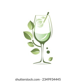 Vector green wine glass illustration	
