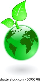 the vector green world map and globe