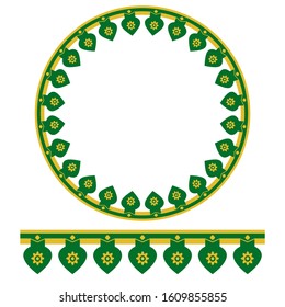 vector green yellow Circle Decoration Traditional House of Old Jakarta, Indonesia