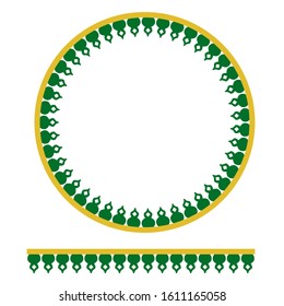 vector green yellow Circle Decoration Traditional House of Old Jakarta, Indonesia