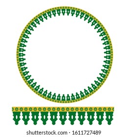 vector green yellow Circle Decoration Traditional House of Old Jakarta, Indonesia