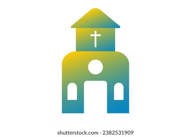 Vector green yellow gradient church