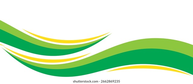 Elemento de curva de fondo de línea verde y amarillo de Vector con espacio en blanco para el diseño de texto y mensajes, capas superpuestas, EPS 10