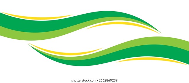 Elemento de curva de fondo de línea verde y amarillo de Vector con espacio en blanco para el diseño de texto y mensajes, capas superpuestas, EPS 10
