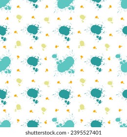 Vektorgrün, gelb, orangefarbene Flecken, Wasserfarbspritzer, Farbspritzer, Tinte. Set für Dekoration, Hintergründe, Texturen