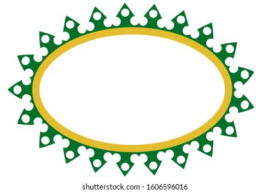 Vector green yellow Oval Decoration Traditional House of Old Jakarta, Indonesia
