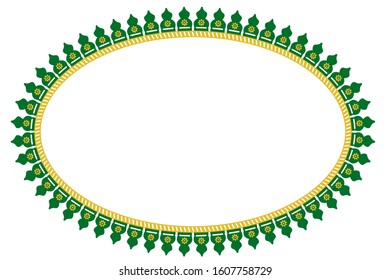 Vector green yellow Oval Decoration Traditional House of Old Jakarta, Indonesia
