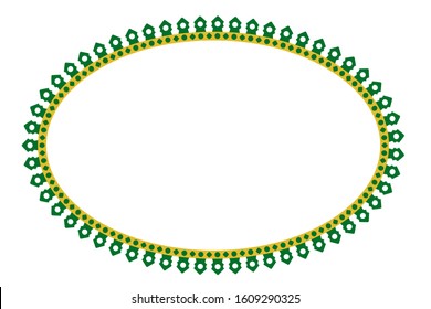 Vector green yellow Oval Decoration Traditional House of Old Jakarta, Indonesia
